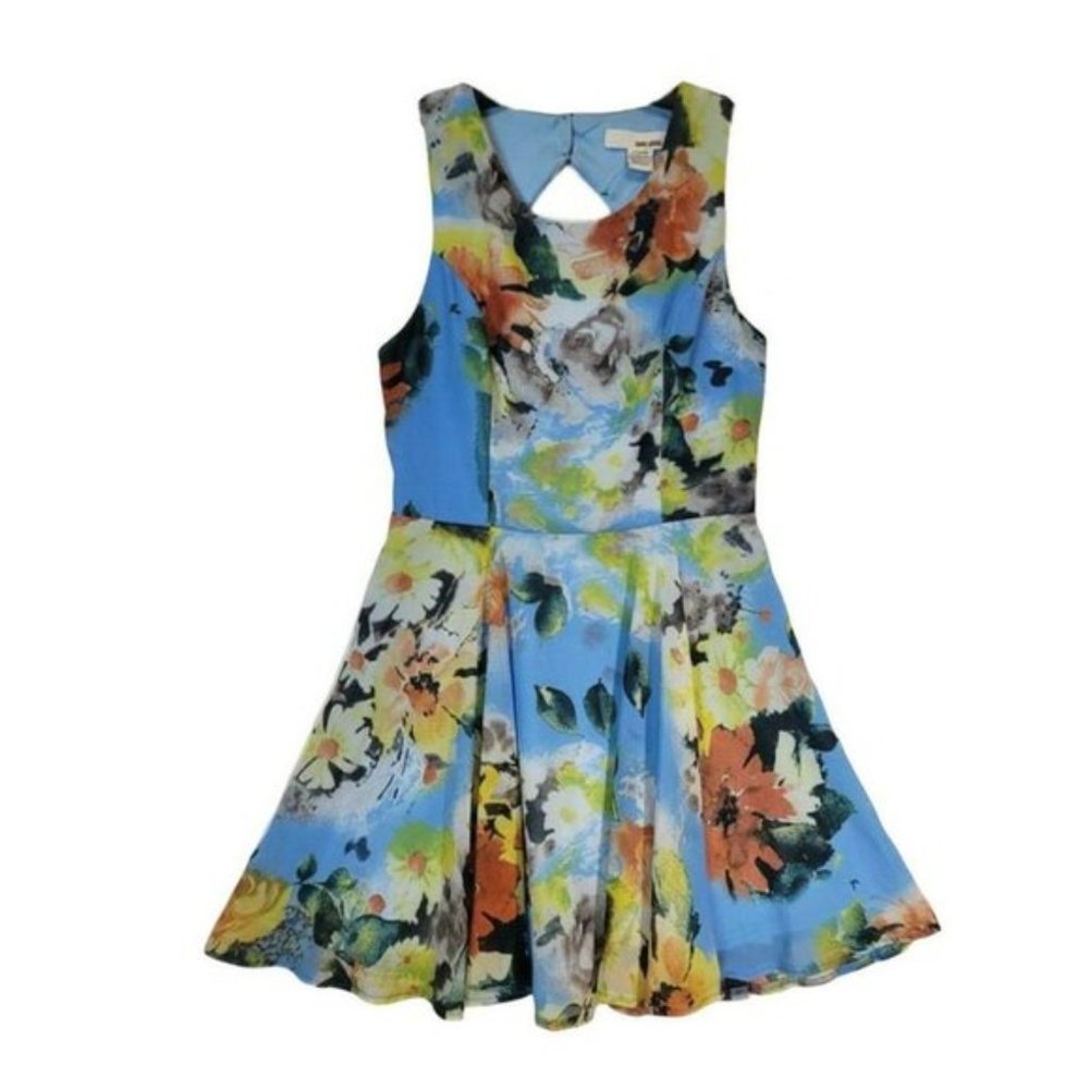 SANS SOUCI Floral Garden Fit & Flare A-line Keyhole Cut Out Back Mini Dress
